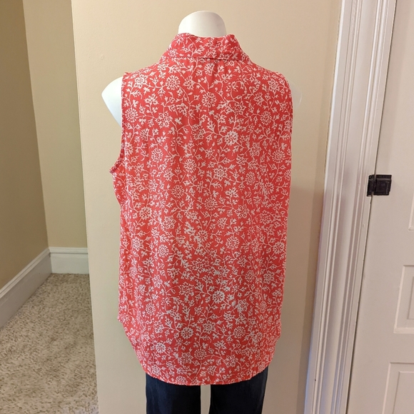 Adrianna Papell pink with white print flowy tank top size Large - Picture 3 of 8